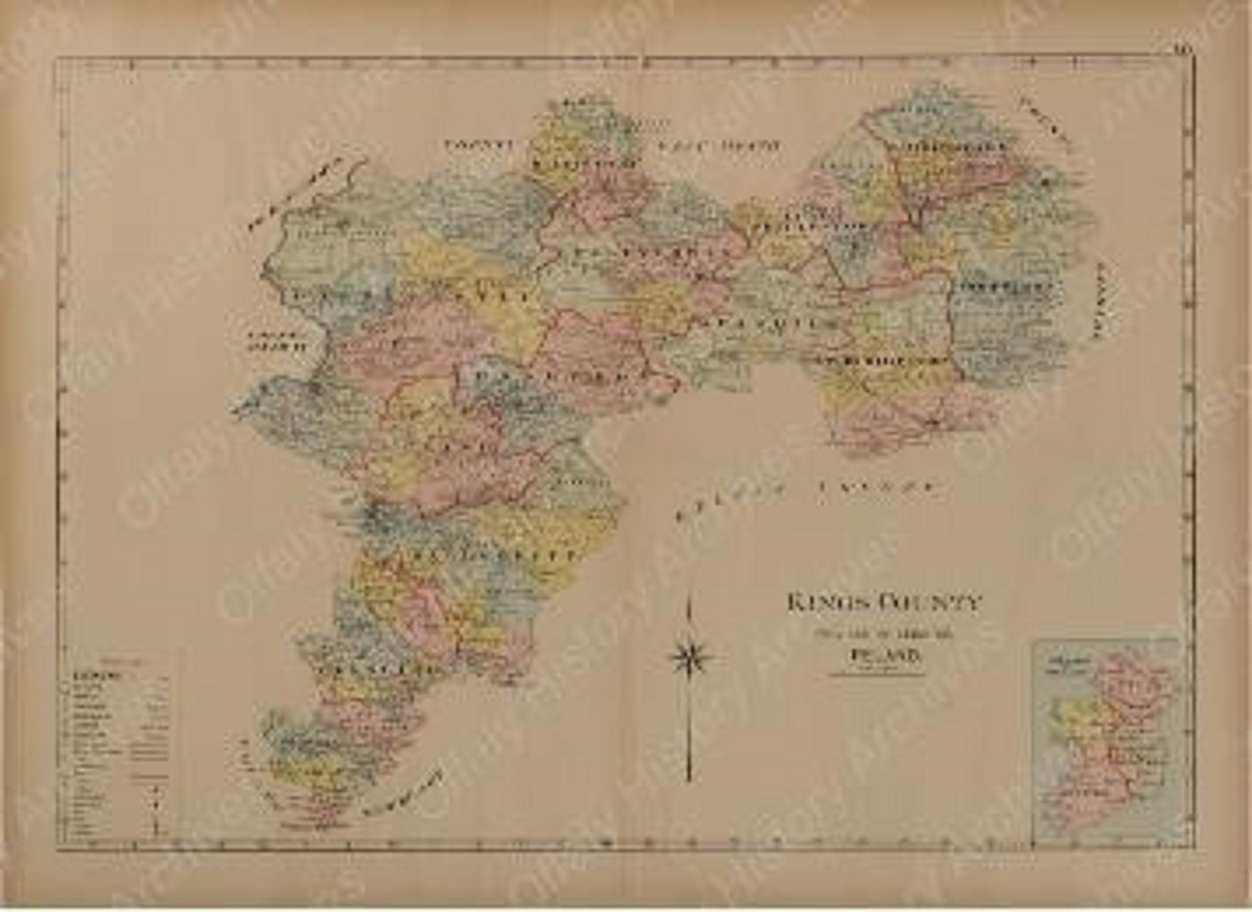 King's County Map 1901, A2, 10 euro - Offaly History